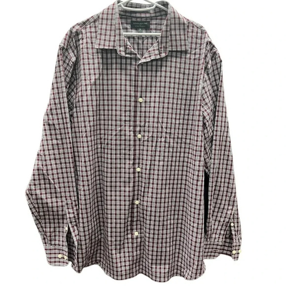 Banana Republic Mens Maroon Button Down Wrinkle Resistant Xl Striped Long Sleeve - Picture 1 of 6